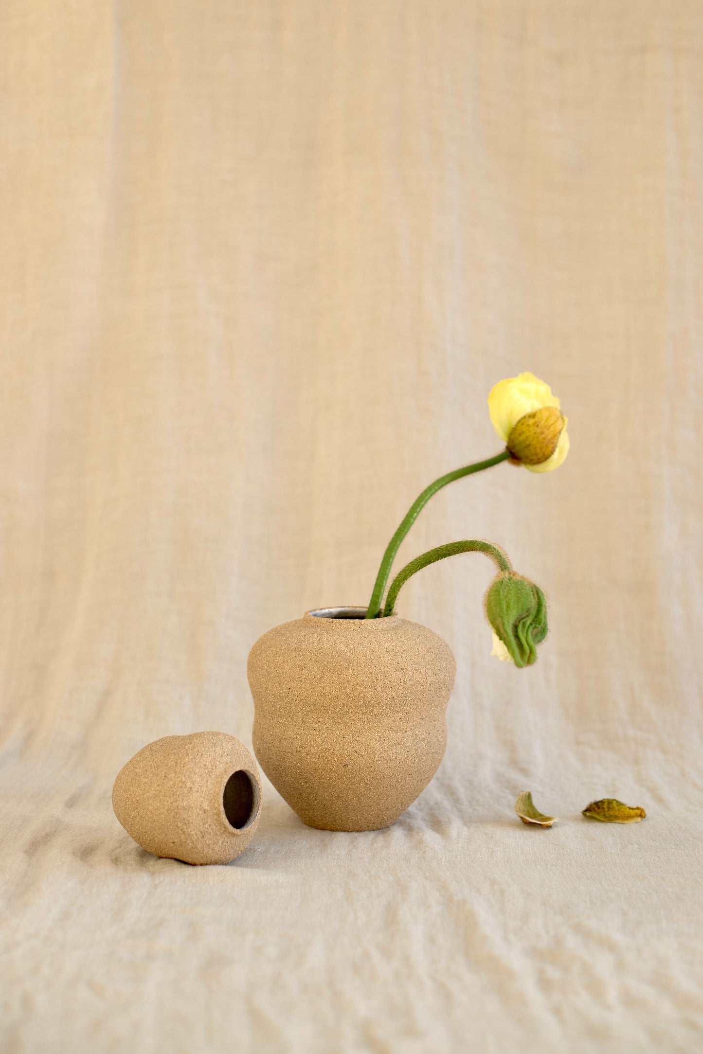 Wide curvy vase large - Brown sugar / white