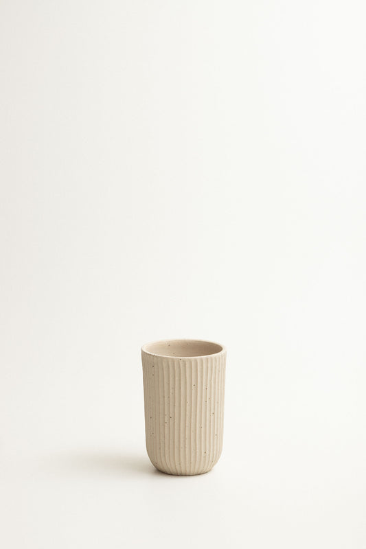 Fluted vase / utensil holder - Creamy beige