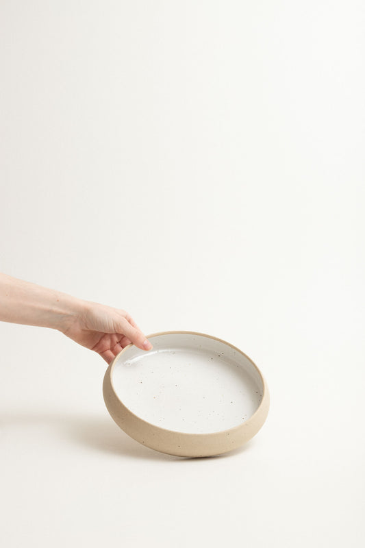Rounded serving bowl - Sand / white